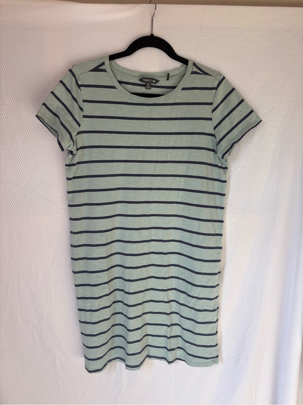 Toad&Co Mint Green and Navy Striped Mini Dress with pockets